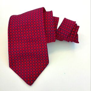 Brooks Brothers English Silk Men's Necktie Maroon Silver Blue Geometric Pattern